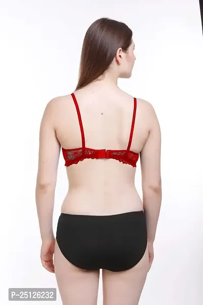 Stylish Red  Bra And Panty Set For Women-thumb4