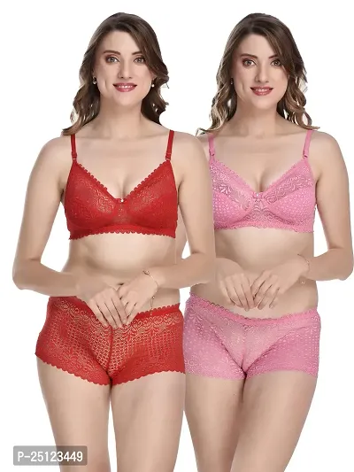 Stylish Multicoloured  Bra And Panty Set For Women Pack Of 2-thumb0