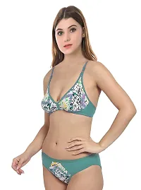 Stylish Green  Bra And Panty Set For Women-thumb2