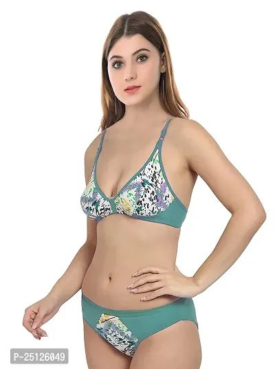 Stylish Green  Bra And Panty Set For Women-thumb3