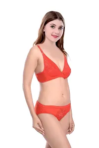 Women Cotton Bra Panty Set for Lingerie Set Pack of 1  Color : Orange-thumb2