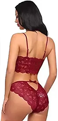 Stylish Red  Bra And Panty Set For Women-thumb2