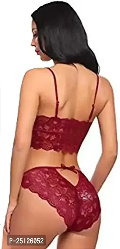 Stylish Red  Bra And Panty Set For Women-thumb3