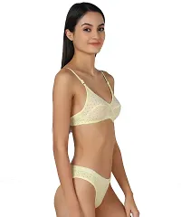 Stylish Yellow  Bra And Panty Set For Women-thumb1