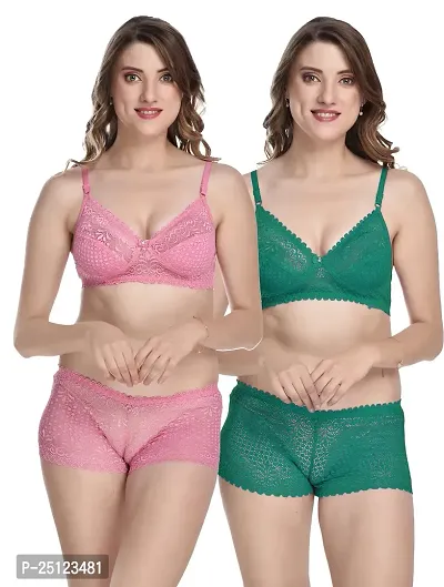 Stylish Multicoloured  Bra And Panty Set For Women Pack Of 2-thumb0