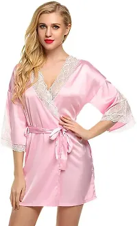 Women Pink Designed Babydoll Sexy Lingerie Set Honeymoon Nighty Anniversary Night Dress-thumb3