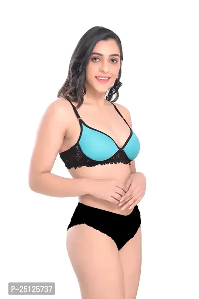 Stylish Blue  Bra And Panty Set For Women-thumb2