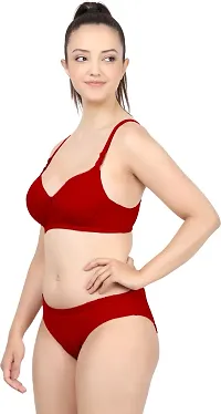 Women Cotton Bra Panty Set for Lingerie Set Pack of 1  Color : Red-thumb2