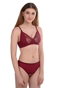 Stylish Maroon  Bra And Panty Set For Women-thumb2