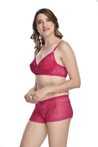 Women Cotton Bra Panty Set for Lingerie Set Pack of 2  Color : Pink,Maroon-thumb2