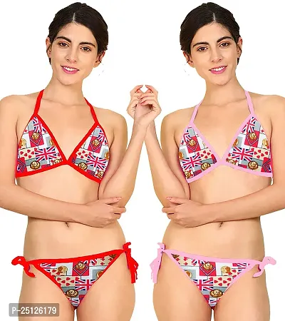 Stylish Multicoloured  Bra And Panty Set For Women Pack Of 2-thumb0