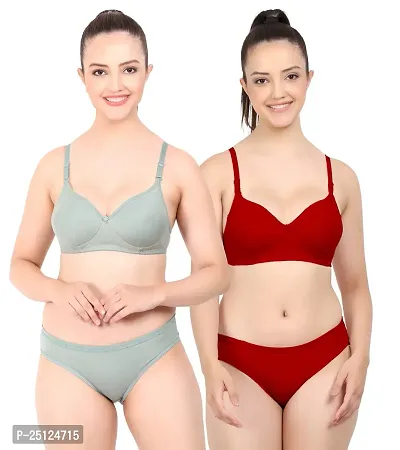 Stylish Multicoloured  Bra And Panty Set For Women Pack Of 2-thumb0