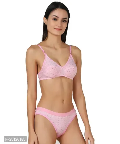 Stylish Pink  Bra And Panty Set For Women-thumb2