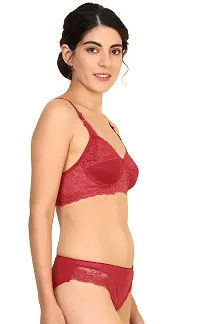 Women Cotton Bra Panty Set for Lingerie Set Pack of 2  Color : Red,Brown-thumb1