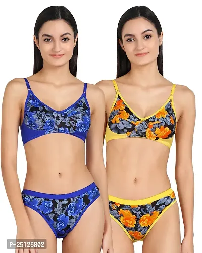 Stylish Multicoloured  Bra And Panty Set For Women Pack Of 2-thumb0