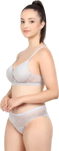 Stylish Silver  Bra And Panty Set For Women-thumb2