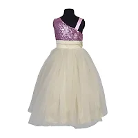 Wish Little Baby Girls One Side Shoulder Pink Sequin & Gold Net Dress (WLT_017_10-11 Years)-thumb1