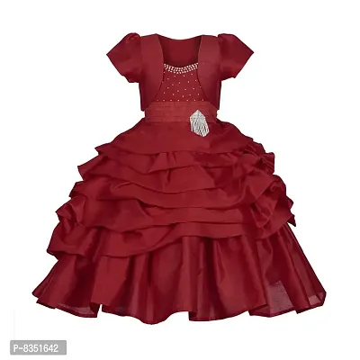 Ripening Baby Girls Red Gown Satin Maxi Dress (BRP-117_10-11Yrs)-thumb0