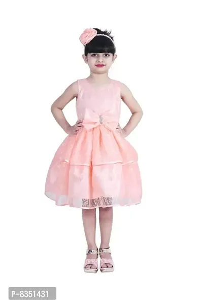 Ripening Baby Girls Gajri Lace Round Neck Sleeveless Knee Length Dress (BRP-192_9-10Yrs) Beige