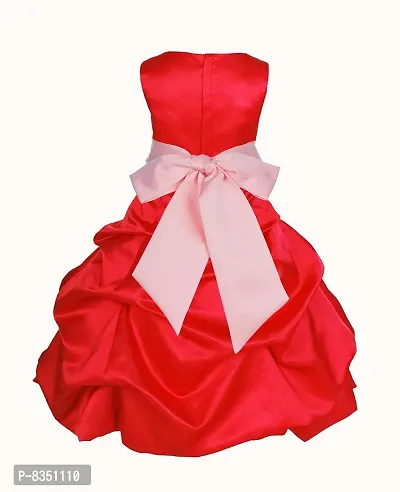 Ripening Baby Girls Red Satin Bubble Kids Frock (BRP_1012 Red Dress for Party)-thumb2