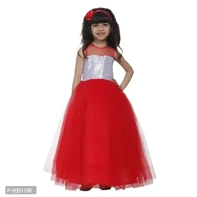 Wish littlle Baby Girl's Multicolored Sequined/Net A-Line Fit and Flare Long Dress (WLT-186_Kidswear)