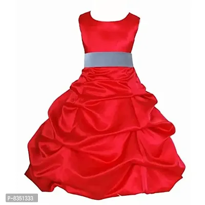 Ripening Satin Balloon Frock for Baby Girl (BRP_1017 Red Dress for Party 1-2 Years Kidswear)