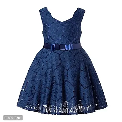 Wish littlle Baby Girl's V-Nack Satin/Net Peach Knee Length Short Frock Dress (WLT-209_Kidswear)-thumb0