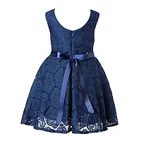 Wish littlle Baby Girl's V-Nack Satin/Net Peach Knee Length Short Frock Dress (WLT-209_Kidswear)-thumb1