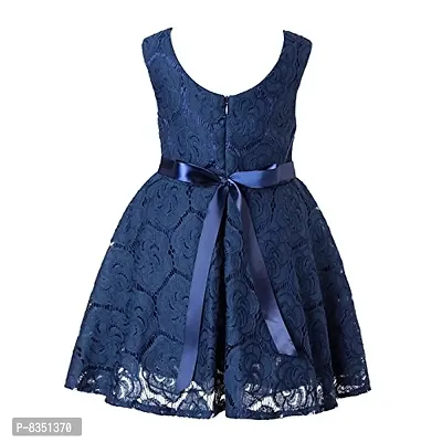 Wish littlle Baby Girl's V-Nack Satin/Net Peach Knee Length Short Frock Dress (WLT-209_Kidswear)-thumb2