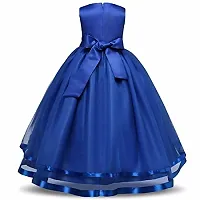 Ripening Girls' Satin & Tissue Net Front Fit & Flare Layeredred Maxi Dress Gown-thumb1