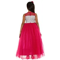 Wish littlle Baby Girl's Pink Net/Sequined A-Line Fit and Flare Maxi Dress (WLT-078_Kidswear)-thumb1