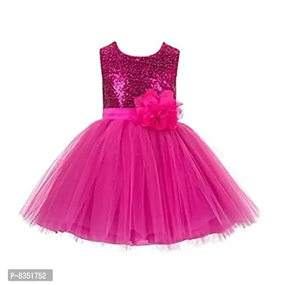 Wish littlle Baby Girl's Golden Sequined/Net A-Line Fit and Flare Dress/Frock (WLT-1053_Kidswear)