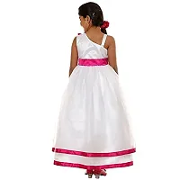 Ripening Baby Girls Girls' Satin Fit & Flare Bow Front Maxi Dress (White, 11-12 Years)-thumb1