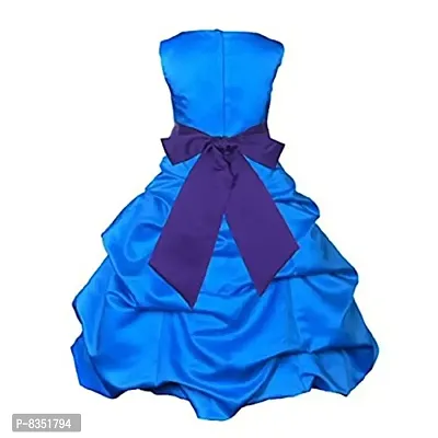Wish littlle Baby Girls Blue Satin Round Nack A-Bubbles Line Knee Length Dress Frock (WLT-1036_Kidswear)-thumb2