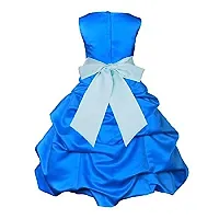 Wish littlle Baby Girls Blue Satin Round Nack A-Bubbles Line Knee Length Dress Frock (WLT-1036_Kidswear)-thumb1