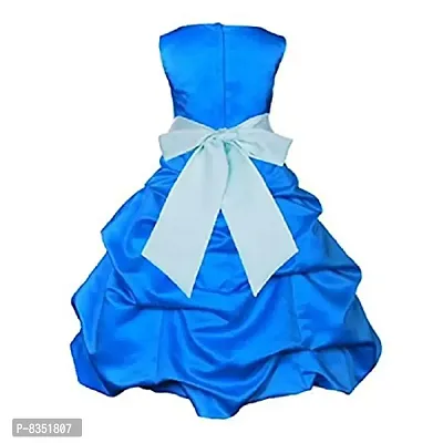 Wish littlle Baby Girls Blue Satin Round Nack A-Bubbles Line Knee Length Dress Frock (WLT-1036_Kidswear)-thumb2