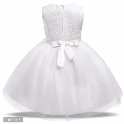 Wish littlle Baby Girls White Satin Round Nack Fit and Flare Maxi Dress (WLT-050_Kidswear)-thumb0