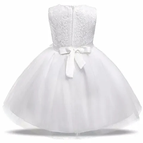 Wish littlle Baby Girls White Satin Round Nack Fit and Flare Maxi Dress (WLT-050_Kidswear)