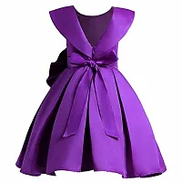 Purple Solid Polyester Dress for Girls-thumb1