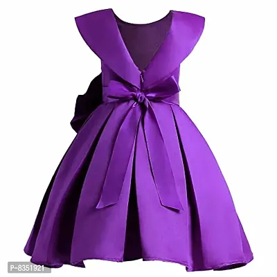Purple Solid Polyester Dress for Girls-thumb2