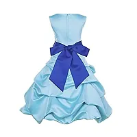 Wish littlle Baby Girls Light Blue Satin Round Nack A-Bubbles Line Knee Length Dress Frock (WLT-1084_6-7Years Kidswear)-thumb1