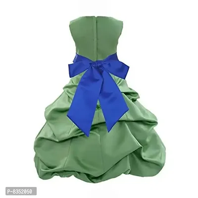 Wish littlle Baby Girls Green Satin Round Nack A-Line Bubble Pari Dress Frock (WLT-1091_10-11Years Kidswear)-thumb2