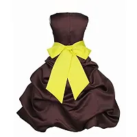Wish littlle Baby Girls Coffi Satin Round Nack Bubble A-Line Knee Length Dress Frock (WLT-1082_2-3Years Kidswear)-thumb1