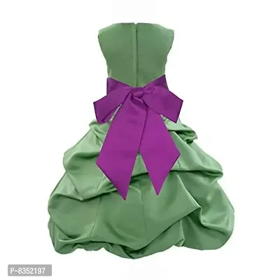 Wish littlle Baby Girls Green Satin Round Nack A-Line Bubble Pari Dress Frock (WLT-1090_3-4Years Kidswear)-thumb2