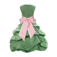 Wish littlle Baby Girls Green Satin Round Nack A-Line Bubble Pari Dress Frock (WLT-1089_7-8Years Kidswear)-thumb1