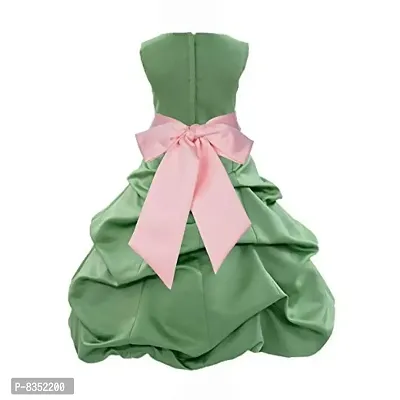 Wish littlle Baby Girls Green Satin Round Nack A-Line Bubble Pari Dress Frock (WLT-1089_7-8Years Kidswear)-thumb2