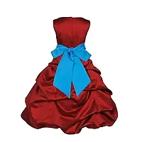 Wish littlle Baby Girls Maroon Satin Round Nack Bubble A-Line Knee Length Dress Frock (WLT-1083_6-7Years Kidswear)-thumb1