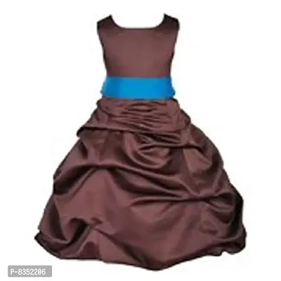 Wish littlle Baby Girl's Bubble Hem Knee Length Dress/Coffi Frock (WLT-1081_3-4Years Kidswear)