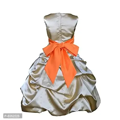 Wish littlle Baby Girls Golden Satin Round Nack Bubble A-Line Kids Dress Frock (WLT-1088_5-6Years Kidswear)-thumb2