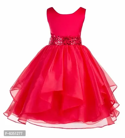 Wish littlle Synthetic a-line Dress (WLT-1075-3-4_Red_3-4 Years)